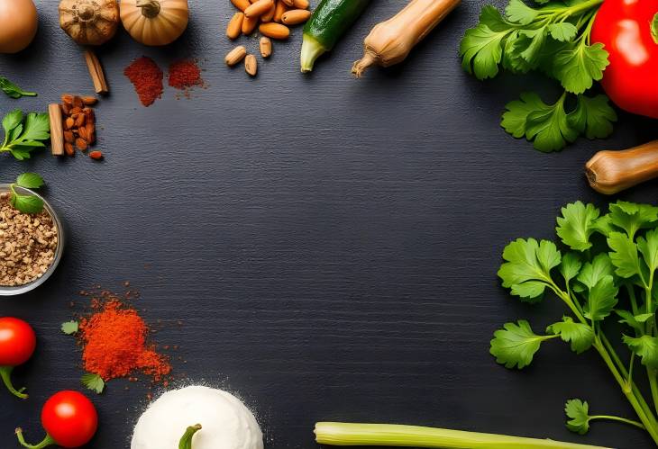 Flavorful Ingredients on Black Stone A Cooking Canvas